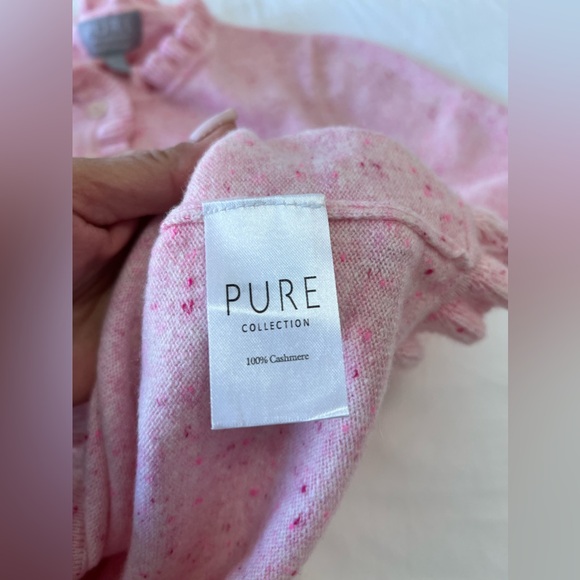 PURE COLLECTION | Women’s SZ 12 | Pink Cashmere Ruffle Trim Cardigan Sweater EUC - Picture 7 of 12